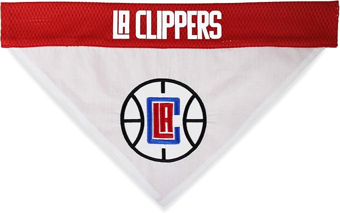 NBA Dog Bandana - Los Angeles Clippers Reversible Pet Bandana. 2 Sided Home & Away Sports Bandana with a PREMIUM Embroidery TEAM Logo, Large/X-Large