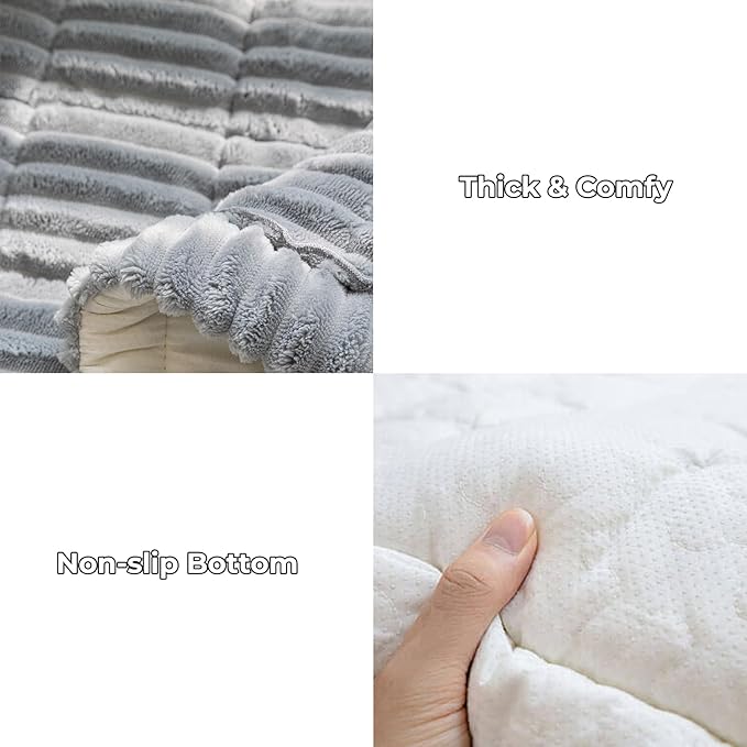 FUNNY FUZZY Pet Couch Covers for Sofa, Washable Dog Couch Cover Protector for Dogs, Flannel Couch Covers for Dogs Pet Friendly Pets Mat Bed (Blue-Grey, 35.4"x70.9")