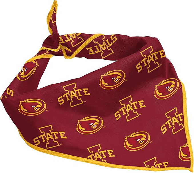 Iowa State Cyclones Officially Licensed Bandana for Dogs and Cats | Fits Pets Great Gift Idea | Easy-to-Tie (Small, 13")