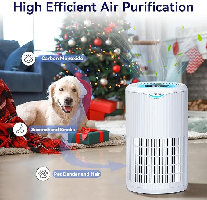 Air Purifiers for Home Large Room Up to 1680 Ft², Tailulu H13 HEPA Air Filter Cleaner, 360° Air Intake & Outlet,Smoke Dust Pollen,15dB Sleep Mode Air Purifiers for Bedroom Living Room, Kitchen, Office