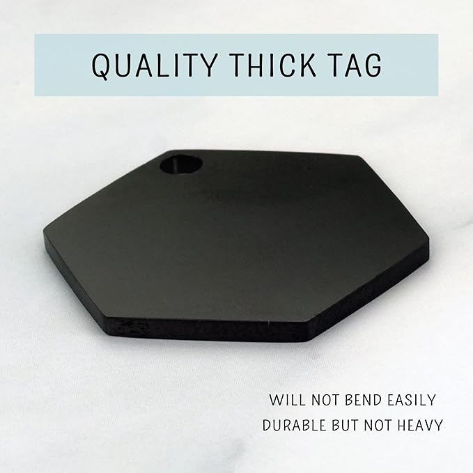 Ultra Joys Personalized Custom Dog ID Tag - Brushed Stainless Steel Hexagon, Black, Small