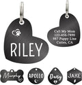 Ultra Joys Dog ID Tag, Custom Dog Tag Personalized Cat Tag, Pet ID Tag, Brushed Stainless Steel Heart Cat Tags Pet Tags Black Small