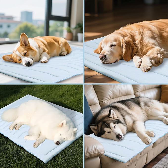 BECEMURU Dog Cooling Mat in Summer & Plush Warm Blanket in Winter, 2-Sided Reversible Dog Pad, 60"x40" Thickened Pet Bed for Crate, Kennel, Sofa - Machine Washable, Non-Gel, Durable