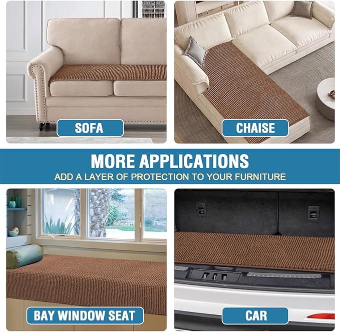 H.VERSAILTEX Plush Chenille Couch Cover for 3 Cushion Couch Anti Slip Washable Sofa Slipcovers Soft and Durable Furniture Protector for Dogs Cats Kids (27.5" x 59", Caramel)