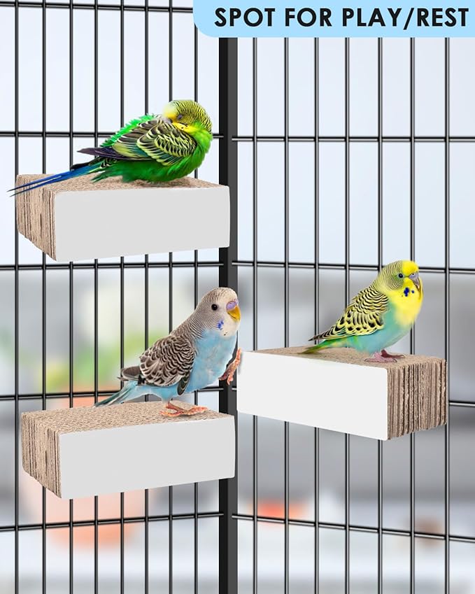 KATUMO Conure Toys, 4.7 Inch Cockatiel Foraging Shredder Chewing Toys Parakeet Perch Stand Bird Cage Assessory for Lovebird Parrotlet Small Birds
