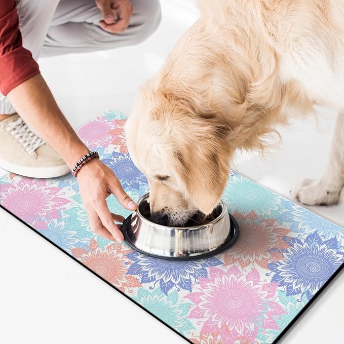 Pet Feeding Mat for Floors Waterproof Dog Mat for Food and Water Absorbent Quick Dry Non Slip mat for Cat Bowls