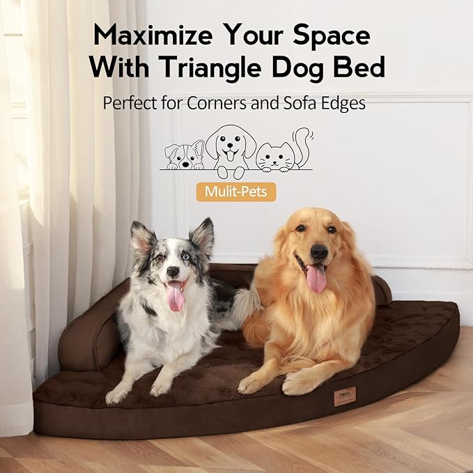 Large Orthopedic Dog Bed with Sides XXXL Dog Beds with Removable Washable Cover Non-Slip Waterproof Pet Bed for Extra Large Dogs - Brown XXXL