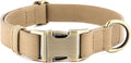 Plutus Pet Genuine Leather Dog Collar – Adjustable Pet Collar with Quick Release Metal Buckle, Soft Real Leather for Small Medium Large Dogs, Heavy Duty & Skin-Friendly (Beige, XS)