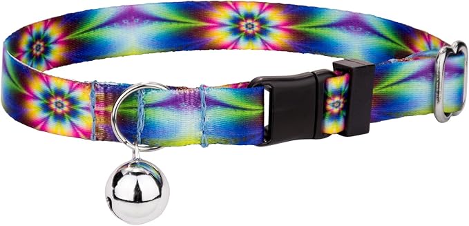 Country Brook Petz - Tie Dye Flowers Cat Collar - Groovy Collection Featuring Far Out Designs