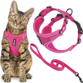Voyager Escape-Proof Step-in Lock Cat Harness & 5ft Neoprene-Handle Leash Set All-Weather Mesh with Reflective Stitching for Small to Large Cats by Best Pet Supplies, Fuchsia (327), M