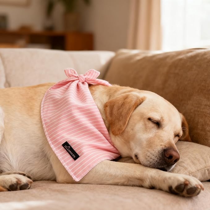 ARING PET Summer Dog Bandana-Cute Pink Dog Bandanas, Comfortable Pet Scarf Dogs Triangle Bibs for Small to Large Girl Dogs and Cats