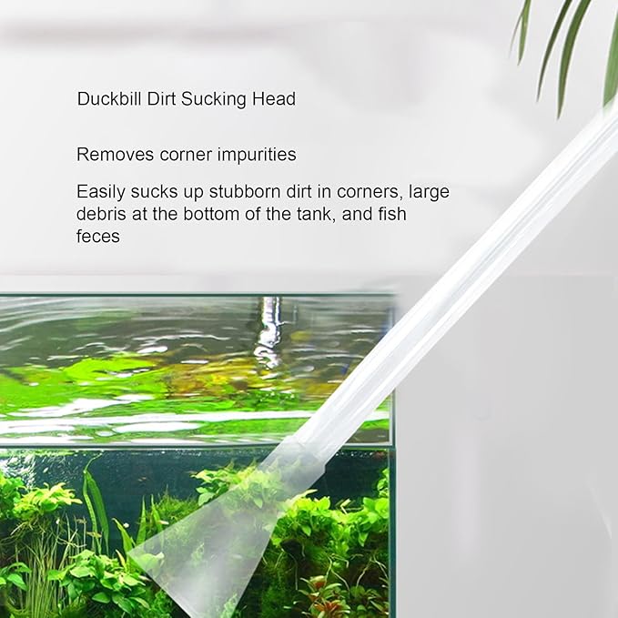 Aquarium Siphon Water Changer Kit Manual Gravel Vacuum with 5.25ft Hose 2 Rigid Tubes Total 7.2ft Air Bulb Flow Control Valve Duck Bill Head for Fresh and Saltwater Tanks