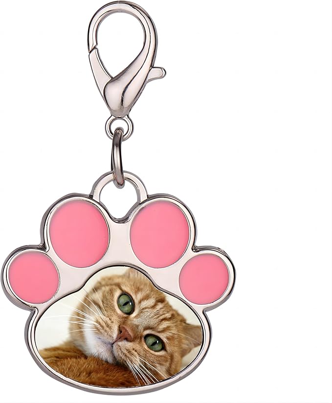 Custom Pet Photo Keychain Personalized Photo Pawprint Dog Tag Keychain Engraved Keyring Animal Pet Lover