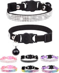 Cat Collars for Girl Cats with Rhinestone Soft Velvet,Breakaway Cat Collars with Bell,Adjustable Safe Kitten Collar (Black)