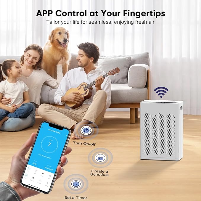 DAYETTE Air Purifiers for Home Large Room Up to 2400 Ft² with Fragrance, Smart WiFi Alexa Control,Auto Mode, HEPA 14 Air Purifier with Washable Prefilter for Bedroom, Dorm Room, Pets, Office