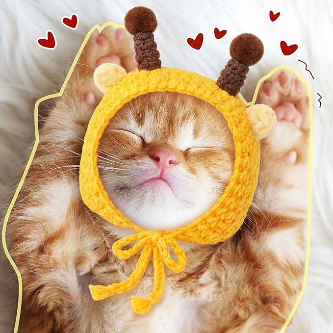 Weewooday 5 Pieces Cat Costume Bunny Hat Outfit with Ears Funny Cat Hat and Small Dogs Kitten Puppy Party Easter Costume Accessory Headwear(Classic Style)