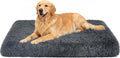 Fluffy Orthopedic Dog Beds for Large Dogs with Washable Removable Cover Dog Crate Bed Egg Crate Foam Support Plush Pet Pad Mat with Anti-Slip Bottom (42 * 28,Dark Grey)