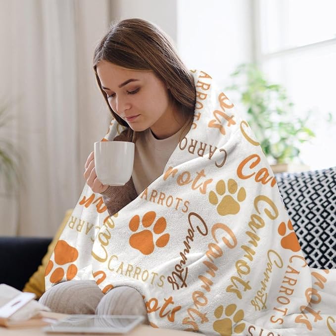Personalized Paw Print Dog Blanket with Pet Name Face-Custom Puppy Blankets with Picture for Dogs-Customized Dog Memorial Throw Fleece Blanket-Loss of Pets Supplies Sympathy Gift for Bed Sofa Travel