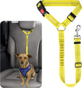 BWOGUE Pet Dog Cat Seat Belts, Car Headrest Restraint Adjustable Safety Leads Vehicle Seatbelt Harness (1 Pack, Yellow, Elastic)