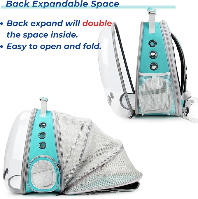 Lollimeow Cat Carrier Backpack, Expandable Bubble Pet Carrier for Cats and Small Dogs, Airline Approved Travel Backpack for Hiking, Walking & Outdoor Adventures - Supports up to 14 lbs