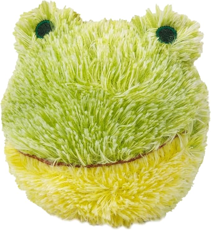 Pet Lou DOG'Z 4 Inch EZ Squeaky Frog Dog Plush Toy, Stuffing-Free Soft Plush Toy with Bouncy Squeaker Ball, Floats in Water, Ideal for Small and Medium Dogs