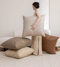 Pack of 4 Oversized Faux Leather Neutral Decorative Throw Pillow Covers 28x28 inch, Soft Modern Boho Luxury Waterproof Floor Cushion Cases, for Outdoor Lounge Sofa Couch Bed Home Deco