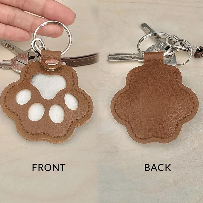 Dog Hair Keychain, Leather Pet Hair Collector Keychains, Pet Fur Keepsake Gift, Paw Charm for Collecting Cat Dogs Fur