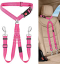 Dog Seat Belt for Car, Dual Pet Vehicle Headrest Restraint Safety Seatbelt,Two Dog Leash No Tangle Dog Car Leash Seat Belt,Duty Adjust Elastic Connect Harness in Vehicle Travel(Pink)