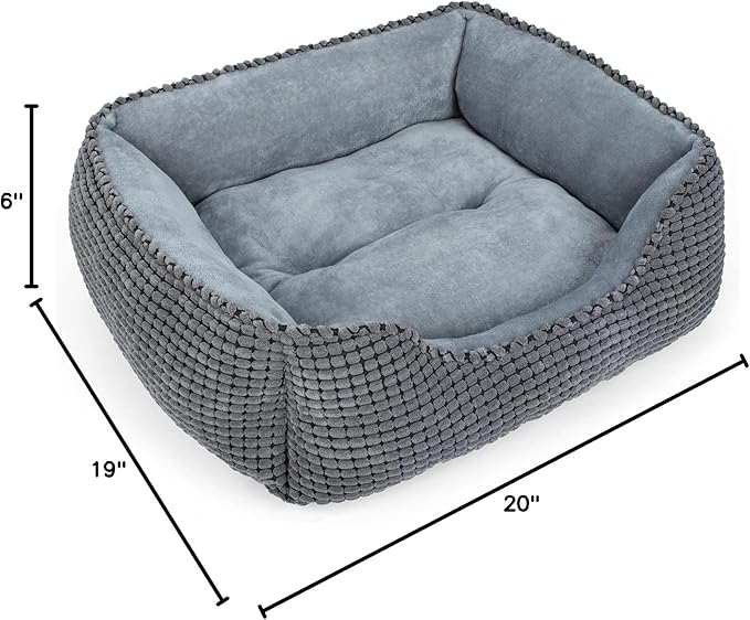 MIXJOY Dog Bed for Large Medium Small Dogs, Rectangle Washable Sleeping Puppy Bed, Soft Calming Cat Beds for Indoor Cats, Orthopedic Pet Sofa Bed, Anti-Slip Bottom with Multiple Size (20'', Grey)