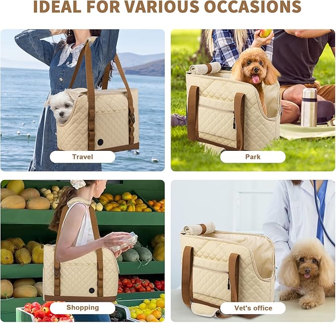 Dog Purse Carrier for Small Dogs, Soft Sided Pet Carrier with Pockets, Foldable Dog Carrier Purse for Puppy, Rabbit, Cat, Washable Breathable Pet Carrier, Dog Carrier Bag for Outdoor Shopping Travel