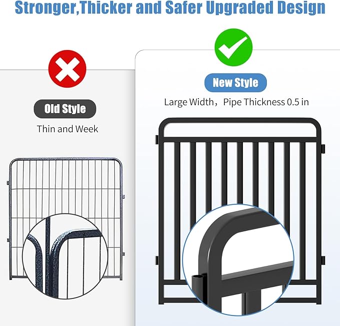 New Thickened Version Dog Playpen, 32 Inch Dog Fences for The Yard, Portable Outdoor Dog Playpen for Large/Medium/Small Dogs, Foldable Metal Dog playpen, with Doors (24 Panels, 32 Inch)