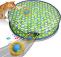 Interactive Cat Toys Ball Fast Rolling in Pouch, Motion Activate Chirping Cat Toy Hide and Seek Mouse Catching Game (Green Polka dot)