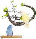 PINVNBY 2 PCS Bendable Bird Perches Simulation Branch Parrot Perch Stand with Green Leaf Hanging Paw Grinding Fork Cage Accessories for Parakeet Budgie Finch Cockatiel Conure (Medium)