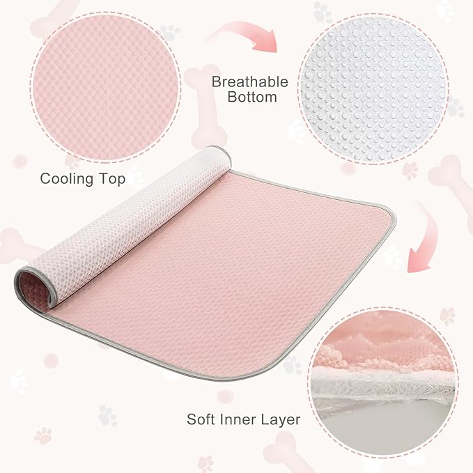 Summer Dog Cooling Mat Washable Ice Silk Self Cool Pad for Small Medium Large Dogs and Cats, Pet Sleeping Pad for Crate, Bed, Indoor & Outdoor Floor, Car Seats