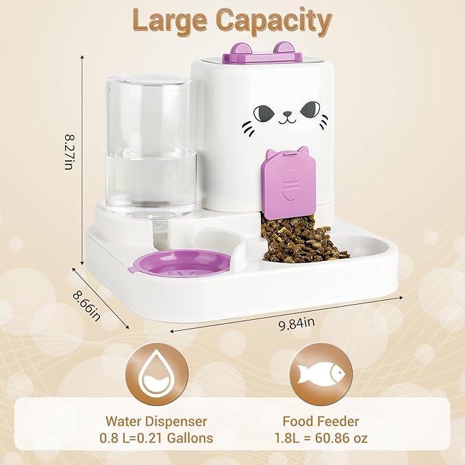 2-in-1 Gravity Pet Feeder & Water Dispenser for Cats Dogs - Large Capacity Cat Food Station with Water Bowl, Travel-Friendly (red)