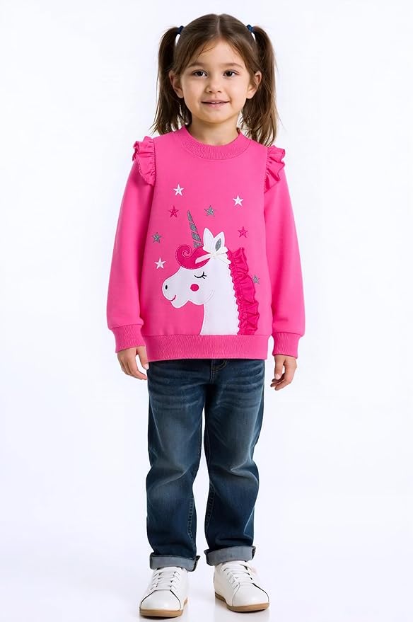 Toddler Baby Girls Cotton Sweater, Long Sleeve Crewneck Sweatshirt Pullover Kids Warm Clothing for Fall Winter