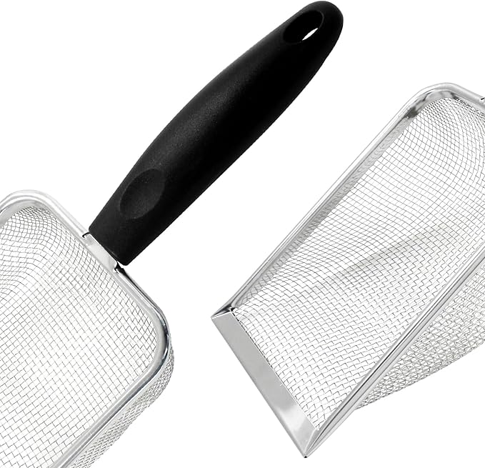 Hordion Cat Litter Scoop Stainless Steel Mesh Scooper, 2mm Mesh Non-Stick Coated Metal Litter Shovel Fine Sand Litter Scooper for Litter Box Kitten Pooper Lifter, Black