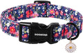 DOGWONG Blue Flower Dog Collar, Cute Adjustable Floral Collar, Girl Female Dog Collar with Strong Plastic Buckle for Small Medium Large Dogs,M