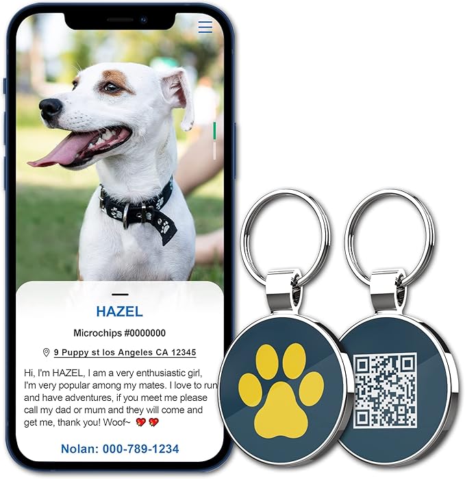 MYLUCKYTAG QR Code Pet ID | Personalized Dog & Cat Collar Tag | Online Profile with Instant Scanned Location Alert Email
