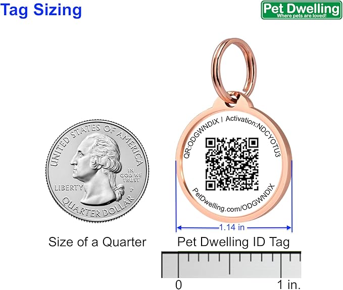 Pet Dwelling Premium QR Pet ID Tag for Dogs & Cats – Smart Pet Safety Tag with Free Online Profile, Scan Alerts with AI-Powered Insights (Lux Rose Gold White Paw)