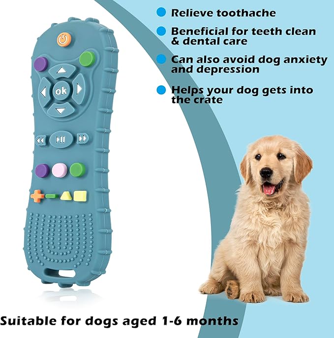 Small Dog Chew Toys for Puppy Teething,Crate Training Aids for Puppies, Multifunctional Gum Massage & Anxiety Reduction, Safe & Funny Interactive Dog Toy for Small Medium Breed (Blue and Black)