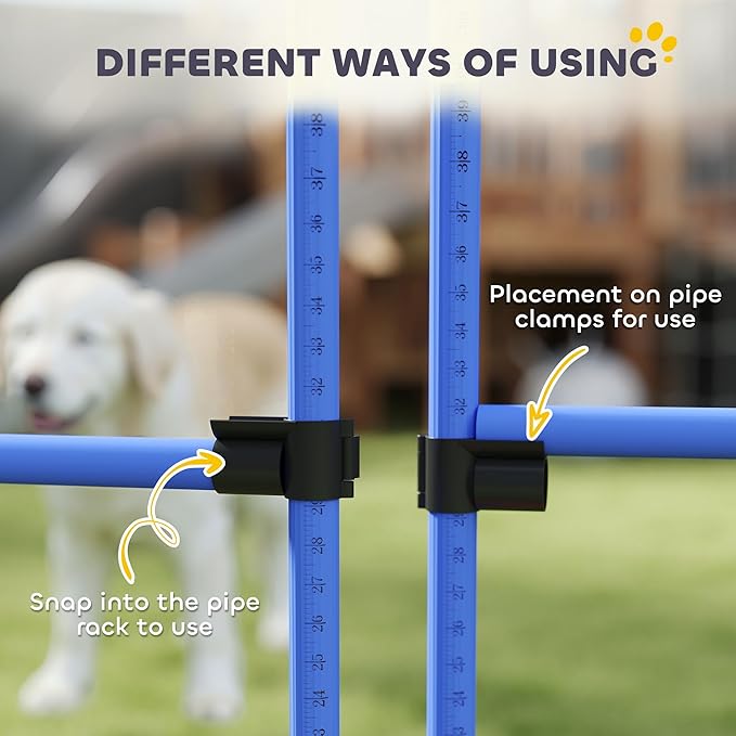 PawHut 4 Piece Dog Agility Training Equipment for Dog Agility Course with Adjustable Height Jump Bars, Included Carry Bag, & Displacing Top Bar, Blue