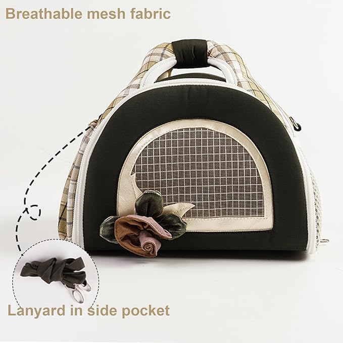 ABLAZEZAI Guinea Pig Carrier, Small Animal Travel Bag, Breathable Outdoor Portable Pouch for Chinchilla Hamster Bird Bunny Hedgehog Sugar Glider Gerbil Snake (Black)
