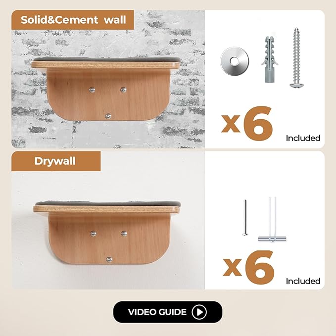 Cat Wall Shelves for Cat Wall Steps, Perch, Ladder, Wooden Floating Modern Mounted Space Saving Furniture with Scratching Cushion Removal Cover for Climbing, Jumping and Sleeping(Steps & Hammock)
