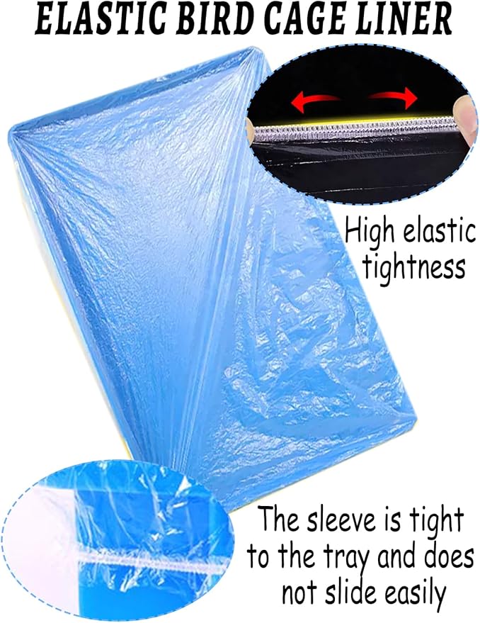 Disposable Bird Cage Liners - Clear Plastic Parakeet Liner Bags - 100 Pcs Universal Film for Finches, Canaries, Cockatiels