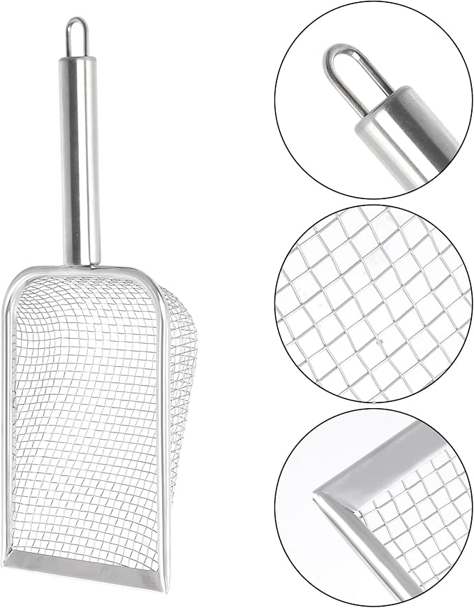 SUMERSHA Cat Litter Scoop Stainless Steel Mesh Scooper for Litter Box Kitten Pooper Lifter, Beach Mesh Shovel for Shell Collecting
