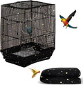 Bird Cage Seed Catcher, Seed Catcher Guard Net Cover, Parrot Nylon Mesh Net Cover, Universal Soft Airy Cage Net Stretchy Skirt for Round Square Cages (Star-Black, 15.7" x87")