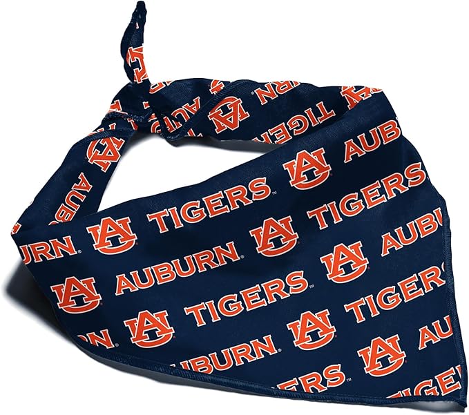 Auburn Tigers Officially Licensed Bandana for Dogs and Cats | Fits Pets Great Gift Idea | Easy-to-Tie (Large, 28")