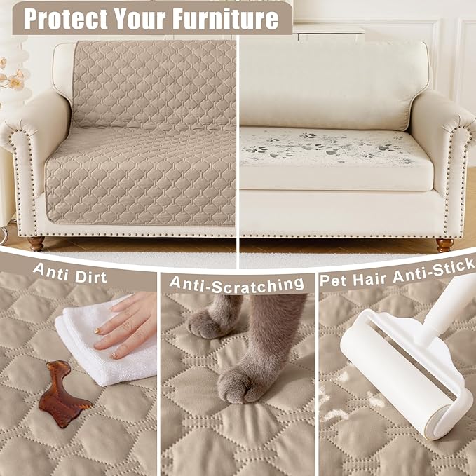 Smiry Waterproof Dog Bed Cover Blanket, Soft Reversible Pet Blanket, Washable Leakproof Cats Dogs Couch Cover for Sofa, Couch, Furniture (30x70 Inch, Taupe/Beige)