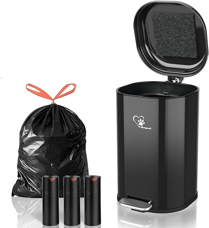 Dog Poop Trash Can Outsides, 18L/4.76 Gal Portable Waste Bin with Lid and Removable Inner Odor Control for Indoor Outdoor Dog Waste Station for Bathroom &Kitchen -45 Waste Bags